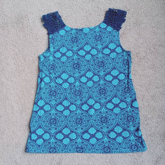 Faded Glory Weave Shoulder Strap Tank Top Women Sz S Sleeveless Totem Crew Neck - Picture 2 of 6